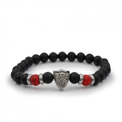 Bracelet RCT perles onyx mat et howlite