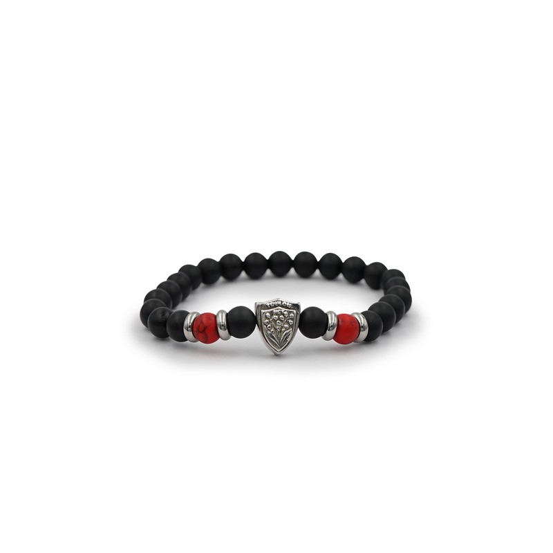 Bracelet RCT perles onyx mat et howlite