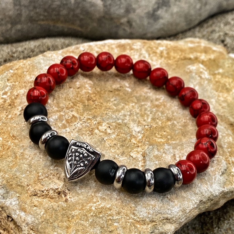 Bracelet RCT perles onyx mat et howlite